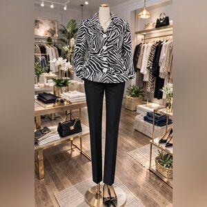 Elegant Black and White Zebra Suit Jacket with Black Dress Pants